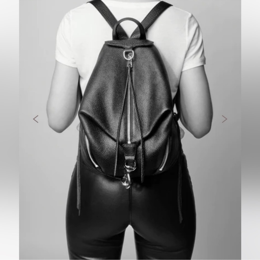 Rebecca Minkoff Julian Black Pebbled Leather Backpack